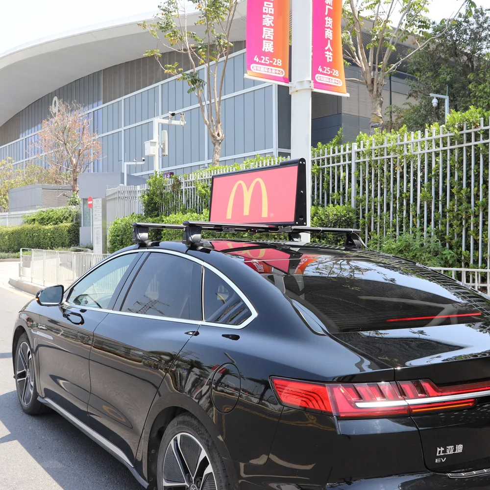 3G 4G Wireless Control P2.5 P2.96 Taxi Top Led Display/Car Top Sign/ LED Advertising 960x320mm Double Sided Car Roof Top