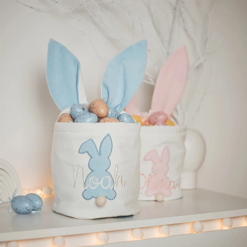 Personalized Embroidered Easter Baskets Cute Baby Girl Easter Basket