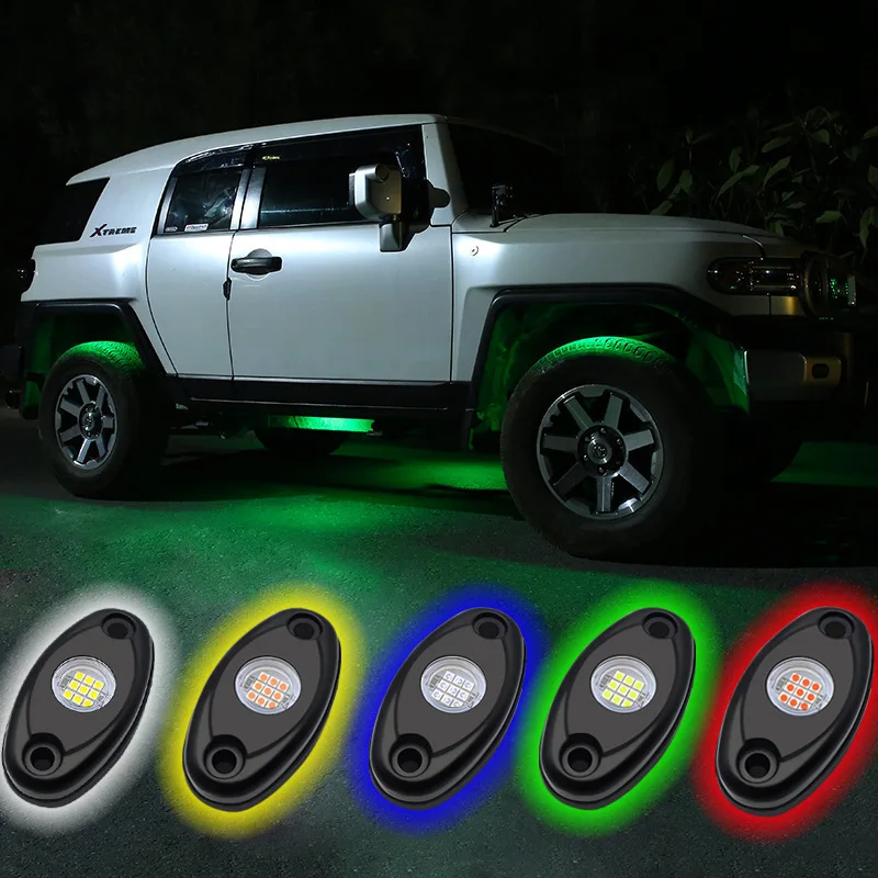 LED Car Trunk LED Rock Light 12V RGB Exterior Atmosphere Light Car Bottom Light Lamp Support Remote APP Control