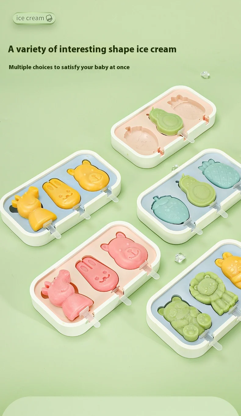 Factory Direct Eco-Friendly Cartoon Silicone Ice Cream Mold for Children's Cheese Stick Ice Cream DIY Ice Tray & Cubes manufacture