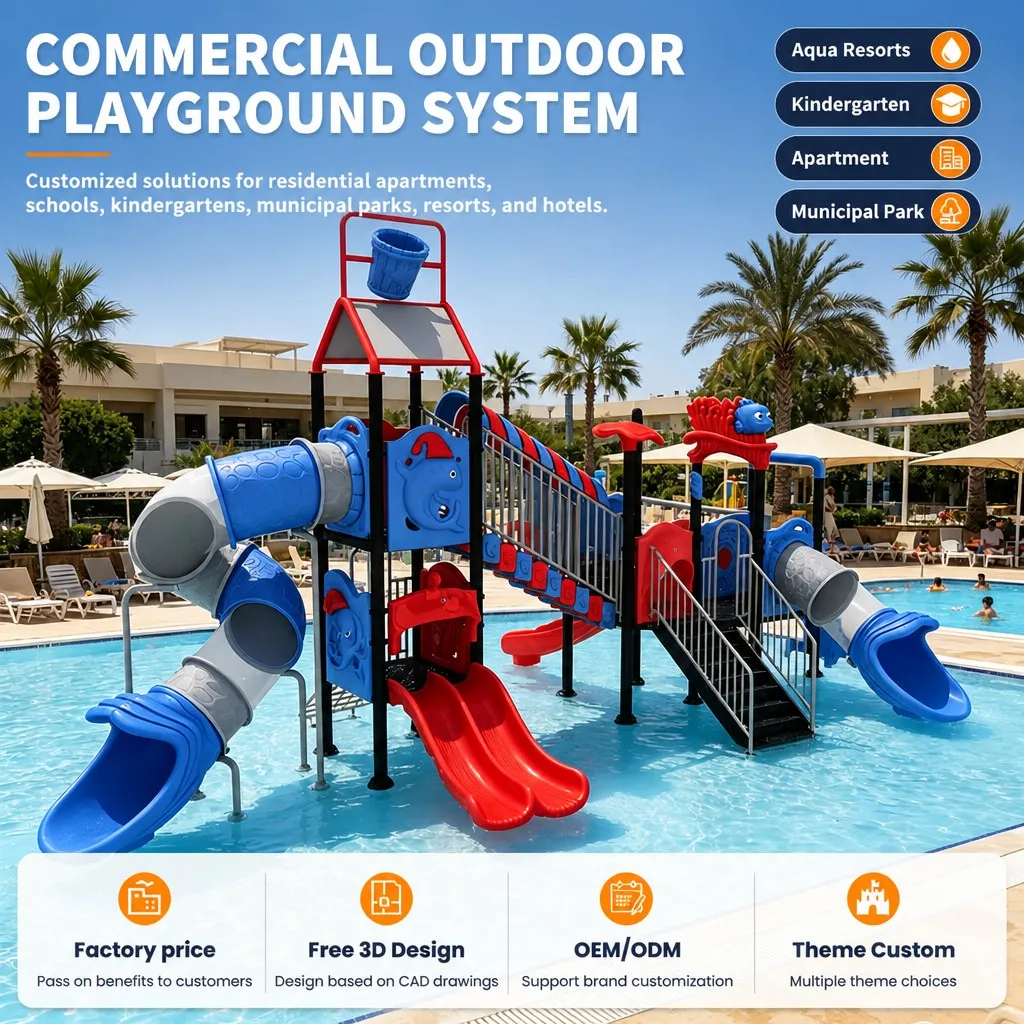 Kids Outdoor Water Park Equipment Splash Pad Water Slide Spray Pool Climbing Frame CE ASTM Certified OEM Wholesale Factory Safe