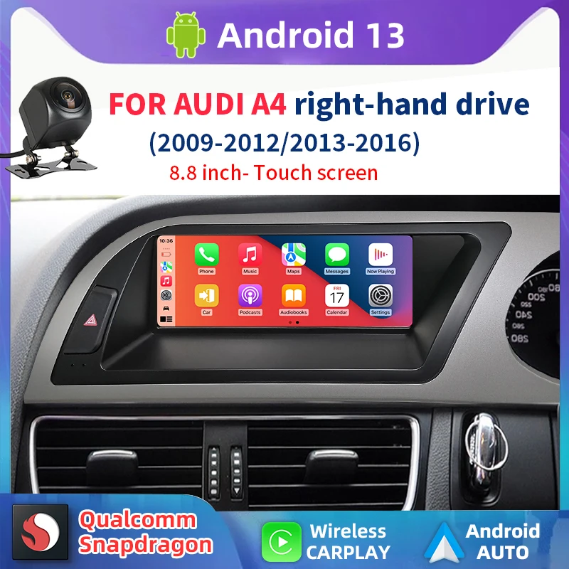 Autoradio Android 13 Pour Audi A4 B8 (2009-2012) – écran Tactile 8,8 Pouces, CarPlay/Android Auto Sans Fil, 4G, Compatible MMI 3G - 7