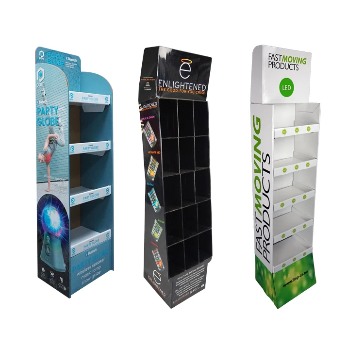 Foldable Cardboard Floor Display Racks Bottle Shape Storage Corrugated Stand for Liquor Retail Shop