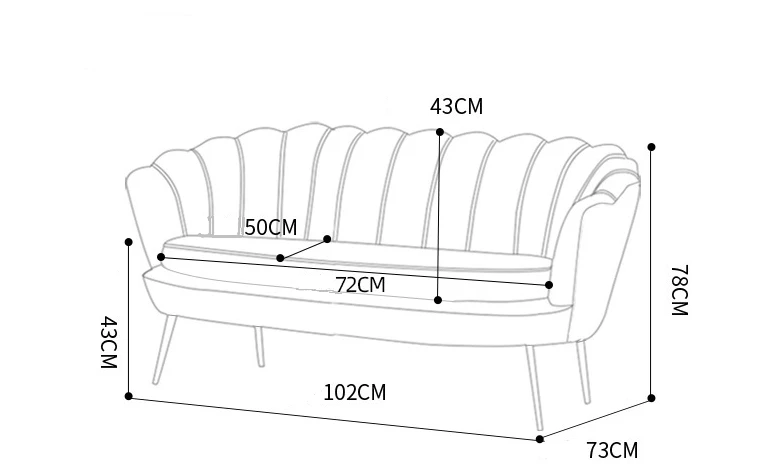 Best-Selling Two-Seater Luxury Living Room Furniture Novel Velvet Metal Leg Sofa Set Lazy Sectional Couch supplier