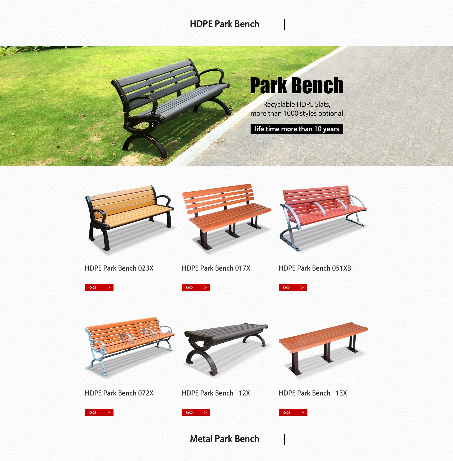 Plastic Wood Slats Cast Aluminum Legs Outdoor Bench For Park - Buy ...