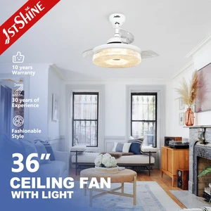 1stshine LED Ceiling Fan 36 Inches Bedroom Efficient Space Saving White Ceiling Fan with Light and Remote