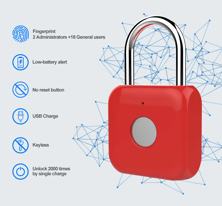 Livolo New Hot Keyless Padlock Safety Door Lock Fingerprint Smart Lock