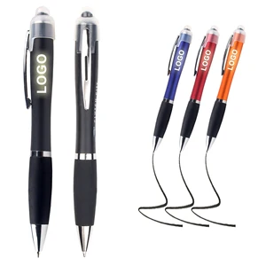 Light Laser LED Ballpoint Design Touch Screen Quality Plastic Stylus Wholesale Advertising Pens Promotion Custom with Light Logo