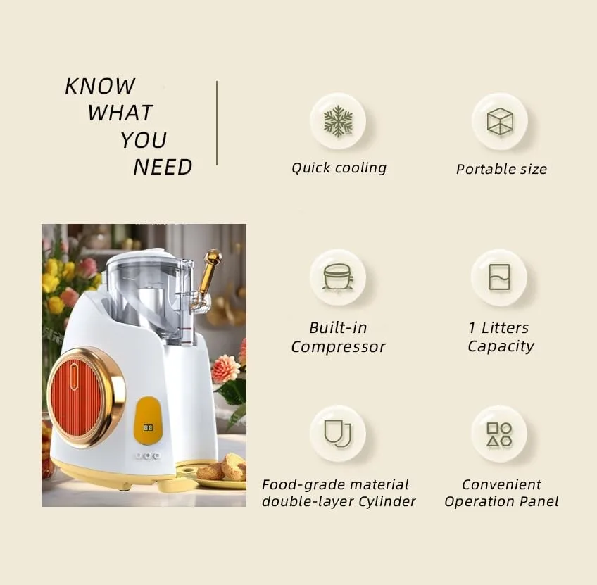 Donper Ice Cream Maker Machine Automatic Ice Cream Maker With Builtin