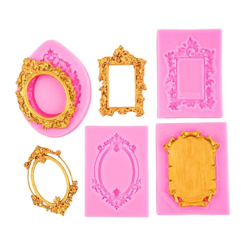 European Style Retro Hollow Photo Frame Fondant Silicone Mold Moldes De Resina Moldes Velas details