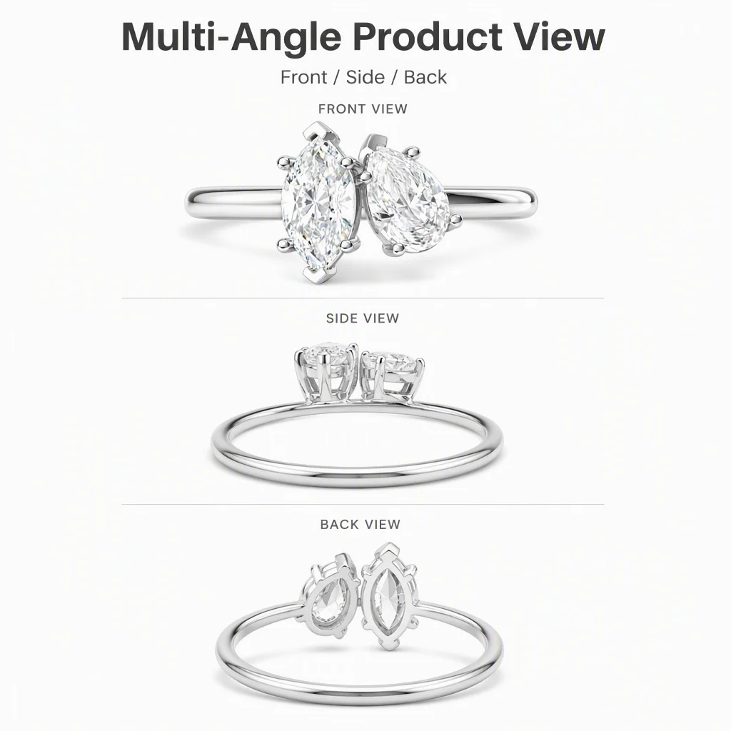 14K Gold Horse's Eye Lab Grown Diamond Ring Lab Created Diamond Engagement Ring Marquise Lab Diamond Rings for Women