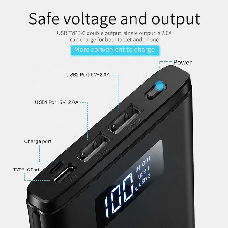 
Высококачественный батарейный блок 10000 мАч металлический внешний аккумулятор портативное зарядное устройство для мобильного телефона 