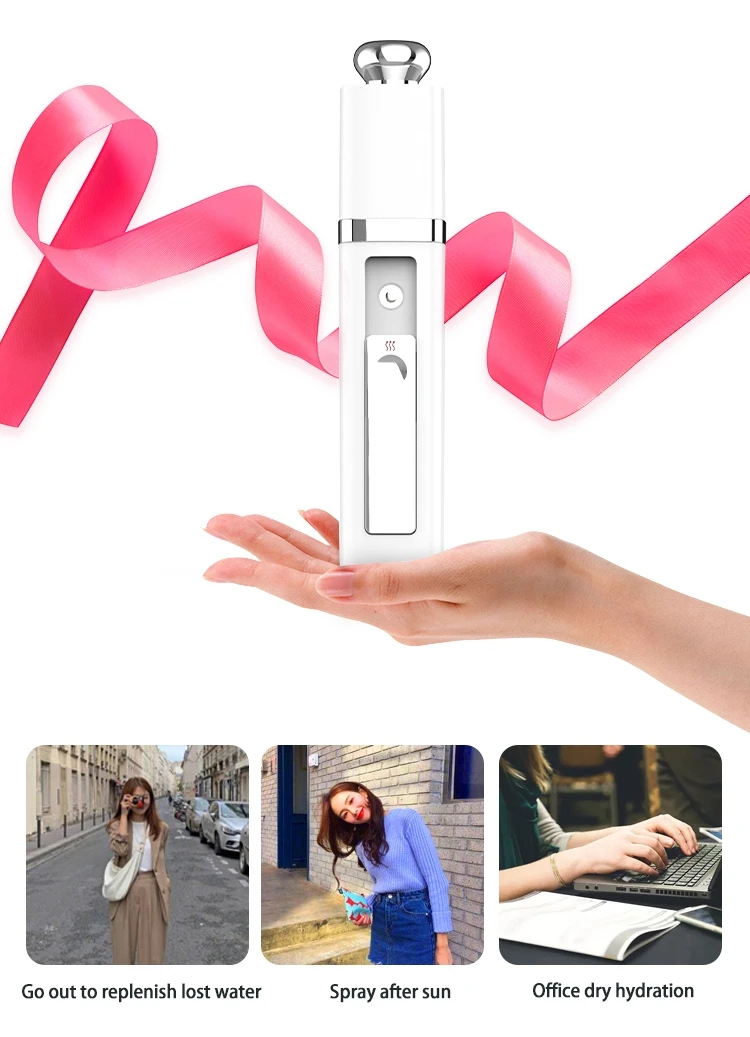 High hydration personal mini facial atomizer nano spray face vaporization facial steamer small water replenisher