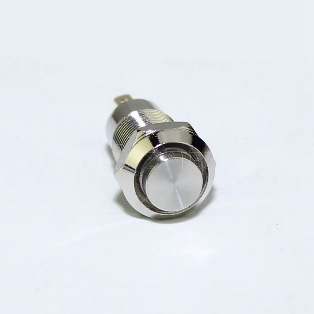 8MM Metal High Button Latching Push Switch Waterproof ON-OFF 2 Pin Small Mini Push Button Switch With Solder Terminals