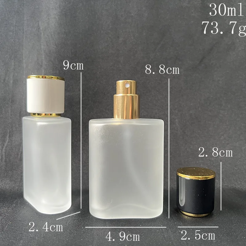 Wholesale Empty Flat Square Glass Spray Bottle 30ml 50ml