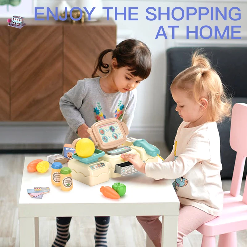 KSF Supermarket Cash Register With Function Children Toys Indoor Girls Popular Play House and Games for Kids Kitchen Toy
