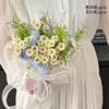 White chamomile-blue persian lace bouquet