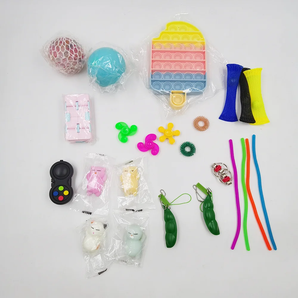 Kit De 15 Fidget Toys Para Ansiedad Y Estrés – Juguetes Sensoriales De Metal Y TPR, Incluye Cadenas, Anillos De Masaje Y Llaveros, Ideal Para Autismo Y TDAH