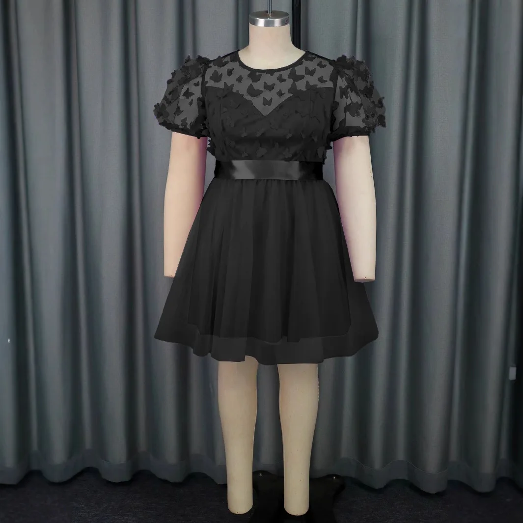 China Factory Plus Size High Quality Short Dress Puff Sleeve Graduation Dresses for Ladies Sexy Mesh Dress Women China Factory Plus Size High Quality Short Dress Puff Sleeve Graduation Dresses for Ladies Sexy Mesh Dress Women