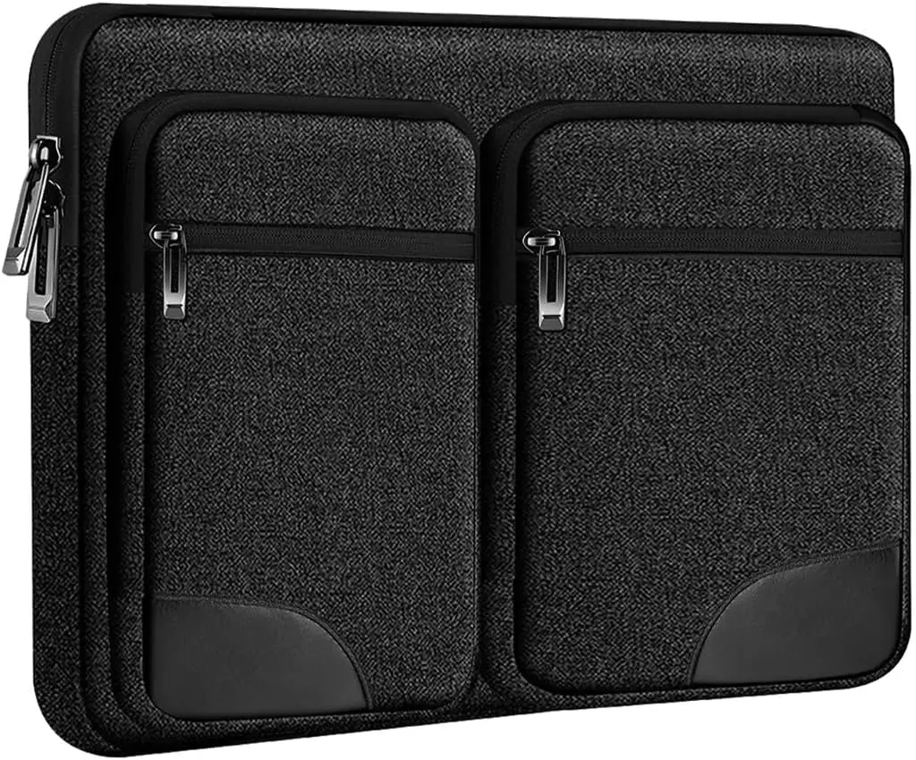 Housse pour ordinateur portable 15 15,6 16 pouces avec 5 poches Accessoires pour ordinateur portable Facile à transporter et poches bien organisées Sacs étanches