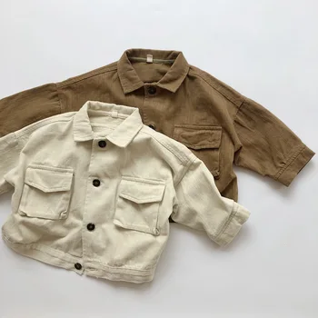 Korean Children's Casual Jackets for Autumn and Winter Large Pockets and Thickened Workwear for Both Boys and Girls