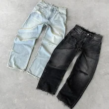 Distressed Men Jeans Custom Fashion Ripped Men Regular Fit Washed High Quality Pants Jeans