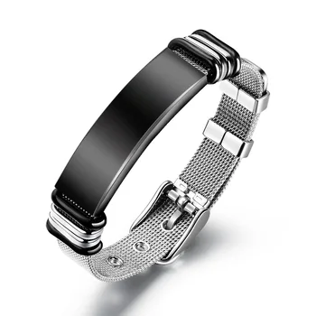 newest stainless steel smooth surface men mesh bracelet men jewelry custom name bracelet