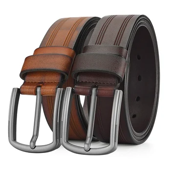Men's personalized leather belt with colorful pattern stitching belt genuine leather Genuine Leather Men Fashion embossed b