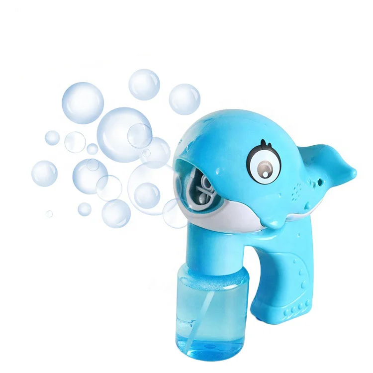 LED Light and Music Sound Lovely Dolphin Machine Outdoor Toys Bubbles Flash Bubble Gun for Kids