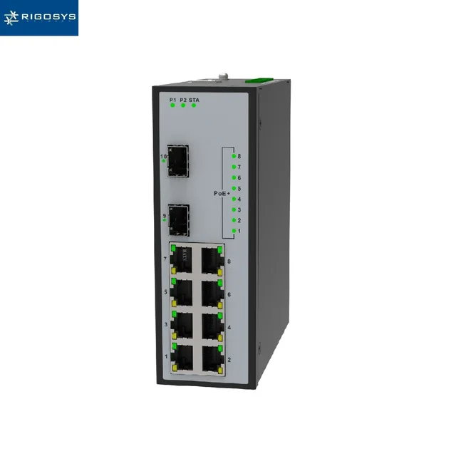 Managed DIN rail POE DIN rail Industrial Ethernet Switch 1000M 10 Port
