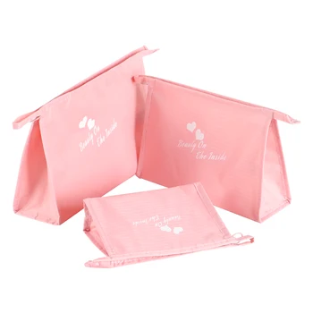 Portable pu large waterproof makeup bag Foldable toiletry pack Travel skincare Cosmetics organizers wholesale custom Logo