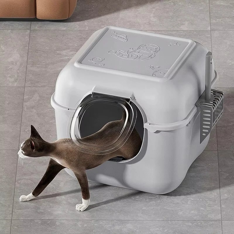 New High Quality Durable Cat Toilet Box With Cover Cat Litter Box Self Cleaning Foldable Cat Litter Box Toilet Pet Supplies factory