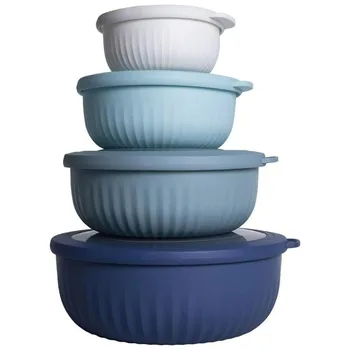 Four Piece Plastic Dining Bowl Set with Lid Fresh-keeping Box Refrigerator Fresh-keeping Bowl Bento Box
