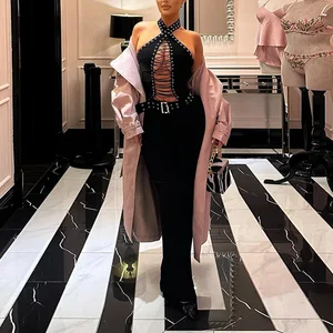 Women's Party Clothing New Club One-piece Sexy Elastic Sash Backless One-piece Wide-leg Pants for Women