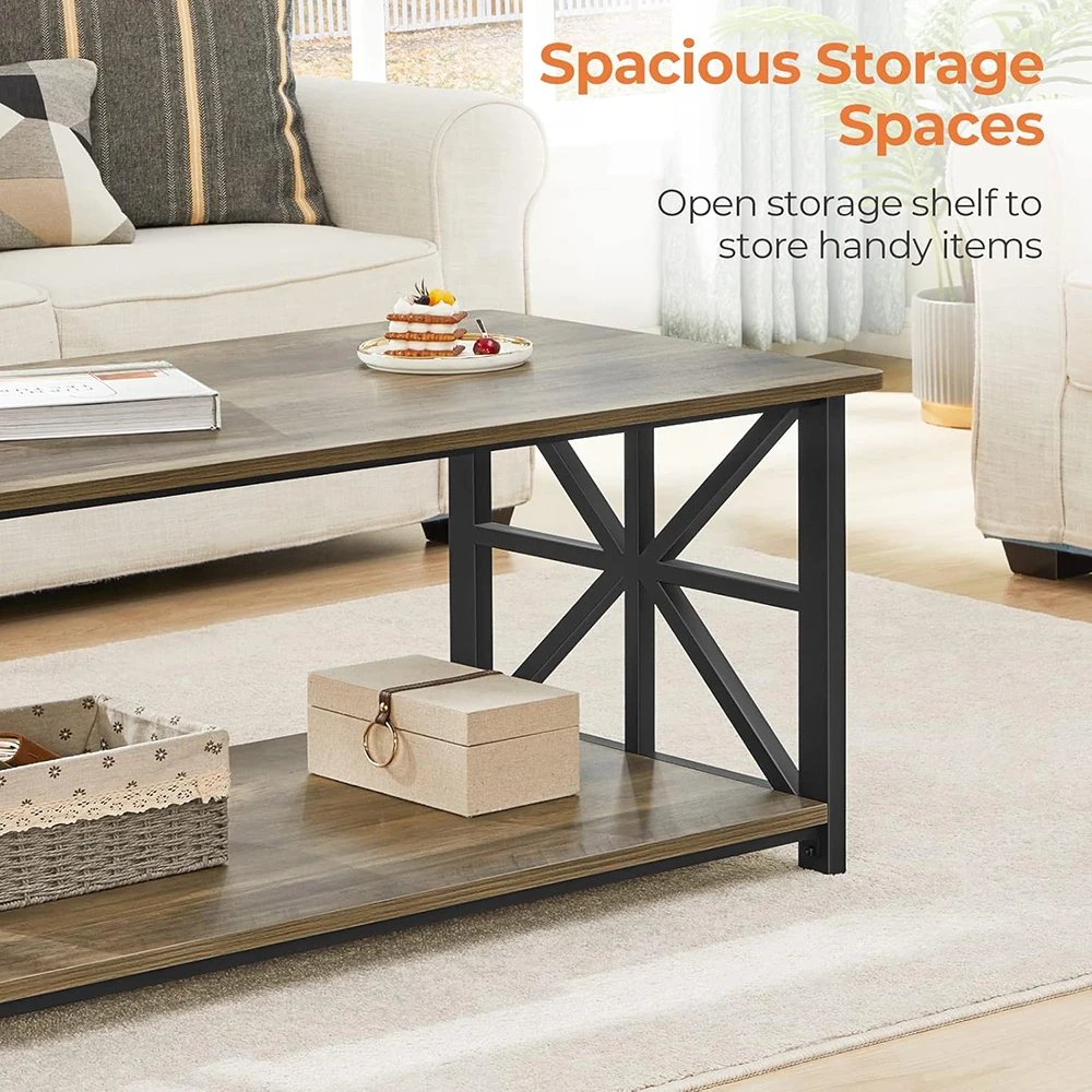 product coffee table living room corners modern style storage shelf 39 inch space saving easy assembly gray wash wooden-7