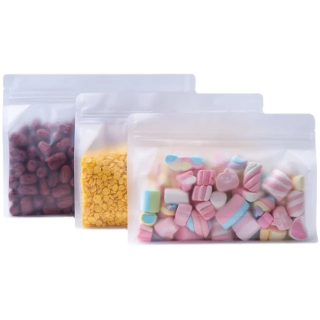 Eight side sealed frosted transparent candy tea plastic zipper stand up ziplock bags for food packaging