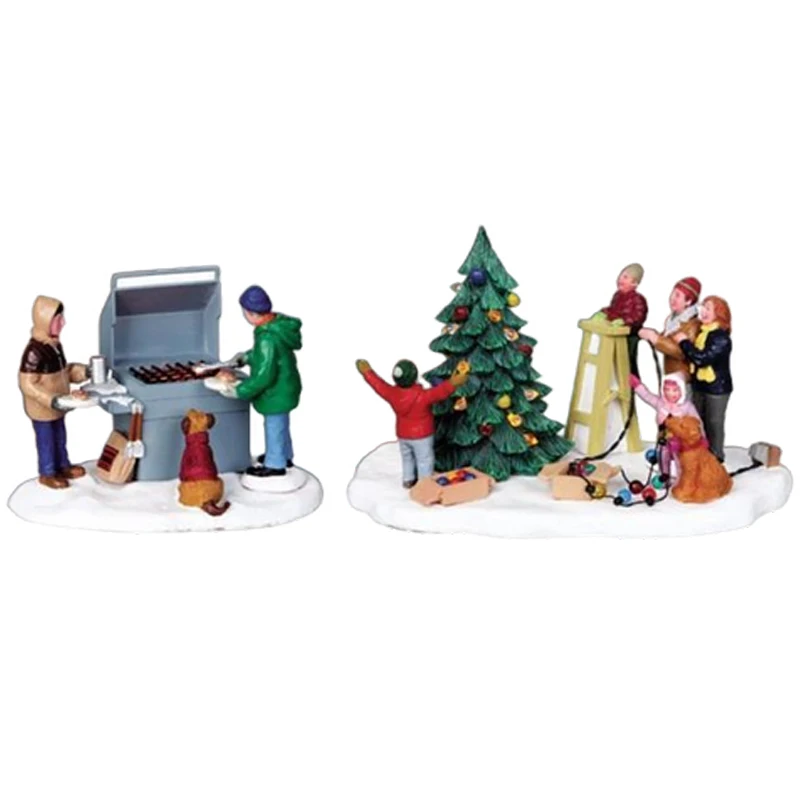 product custom christmas party decoration resin lemax village carolers figurine vintage holiday musician ornament for home and events-4