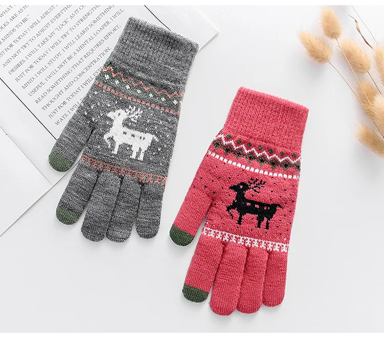 Модные зимние плотные теплые вязаные шерстяные и бархатные перчатки для игрового мобильного телефона сенсорные верховой езды оптовая продажа