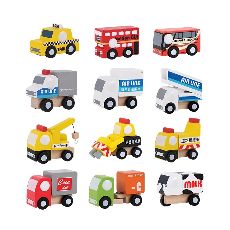 Wooden Mini Car Wooden Vehicle Car Wooden Toy Wheels Car Set Of 12 ...