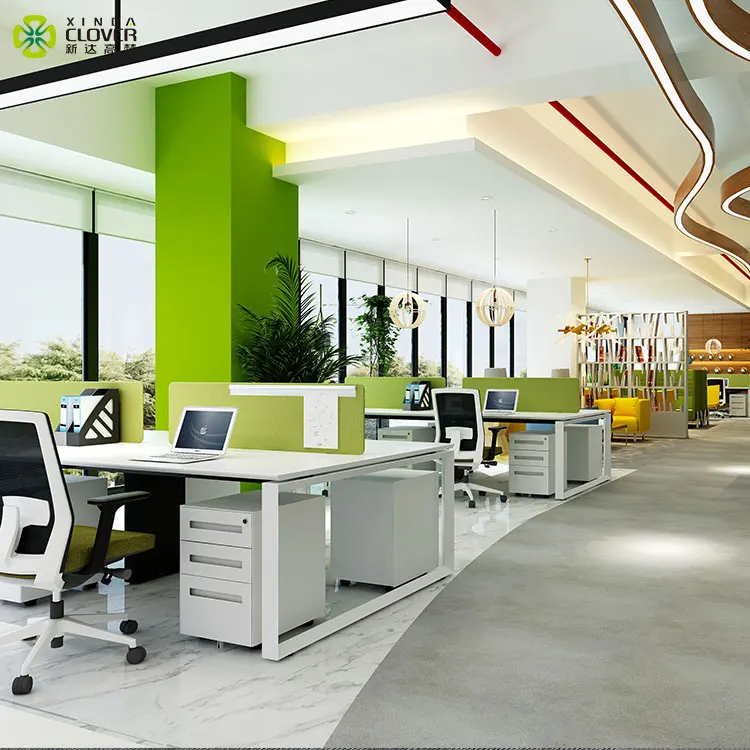 1400mm Offical Modern Working Table 6 Person Office Workstation Desk Metal Iron Office Furniture Set Cheap 10 Years