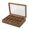 Coffret à montre en bois de noyer marron 12 pièces