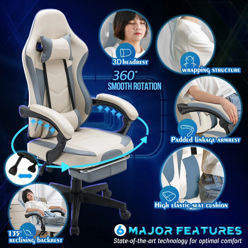 Cheap Sillas Gamer Gaming Chair with Massage Big and Tall Video Game Chair for 400lbs with Footerst for Heavy People