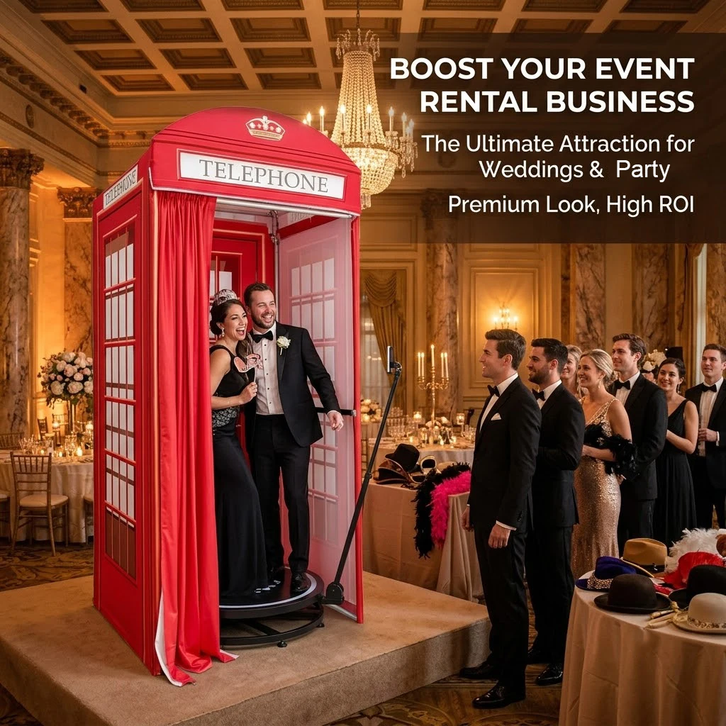 Portable Folding Wedding Photo Booth, Vintage Metal Frame London Telephone Box Cell Backdrop Enclosure for Event Rental H8c26f447e44746f2bc7505eaba6ac783b