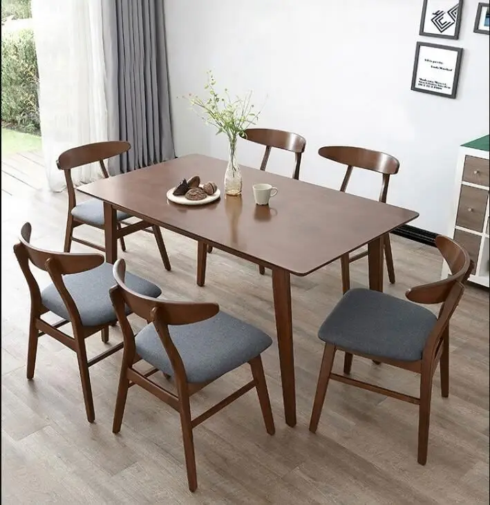 Solid Wood Dining Table Malaysia Imported Rubber Wood Dining Room Furniture  Table Chairs Chairs Combination