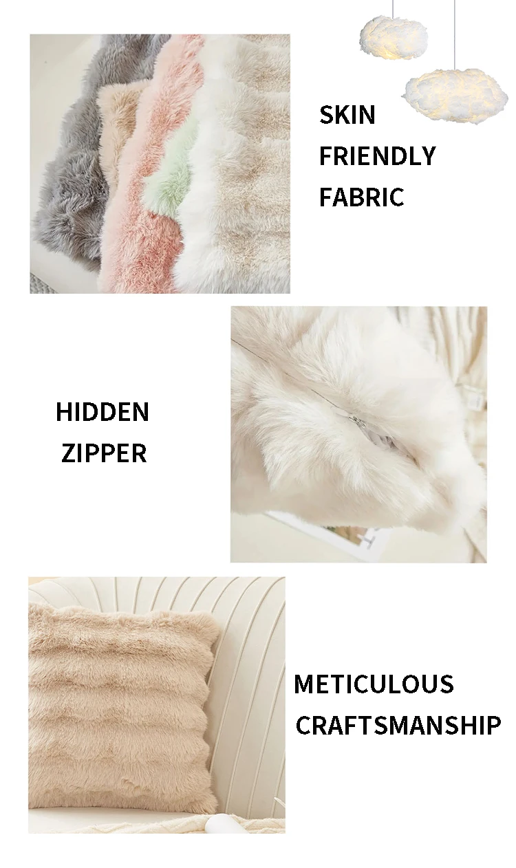 Hot Selling Wholesale Fur Shaggy Throw Pillow Covers Soft Velvet