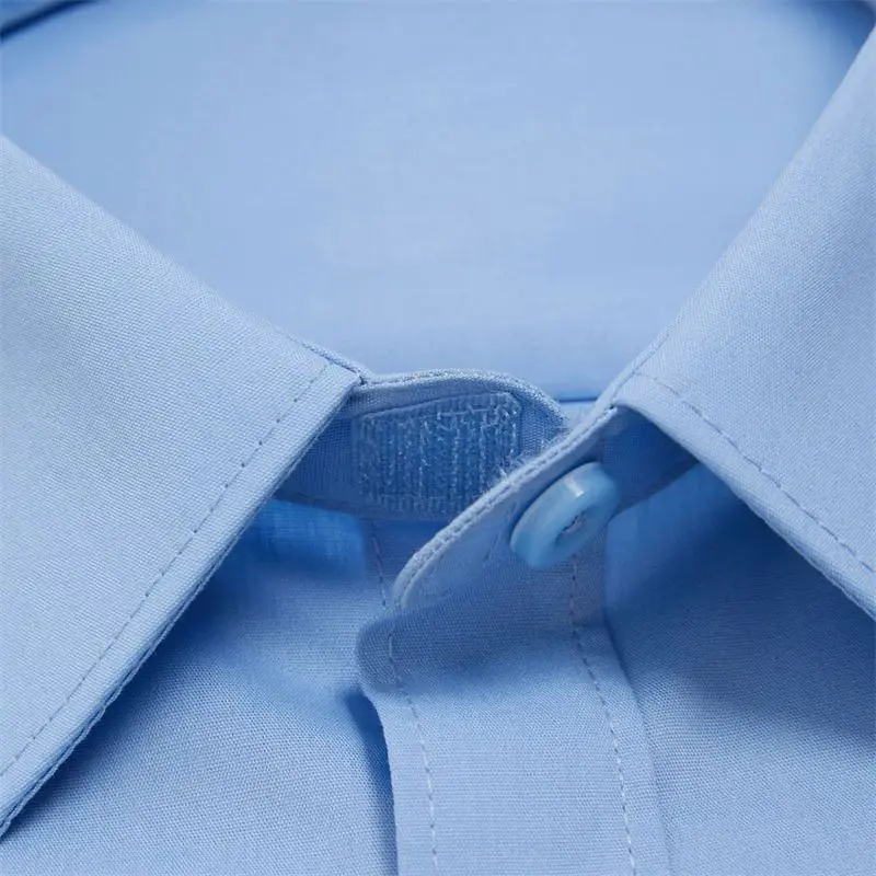 Regular Fit Short Sleeve School Uniform Shirt  Blue Solid Color Formal Boys Shirts