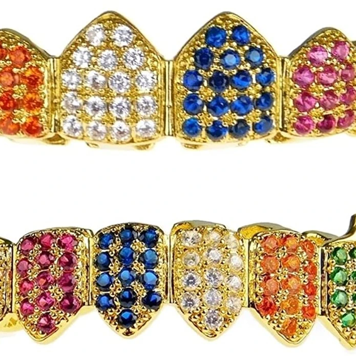 K14リアルゴールドVVSモアッサナイトダイヤモンドグリル8トップ