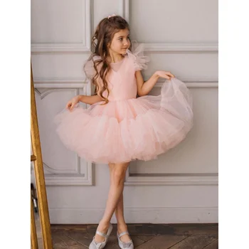 Summer Girls' Flying Sleeve Ballet Dress Children's Pink Fantasy Temperament Princess Mesh Dress Birthday Performance Dress