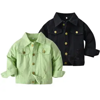 2023 kids Cotton solid green black jacket  Outfits Spring autumn unisex denim coat