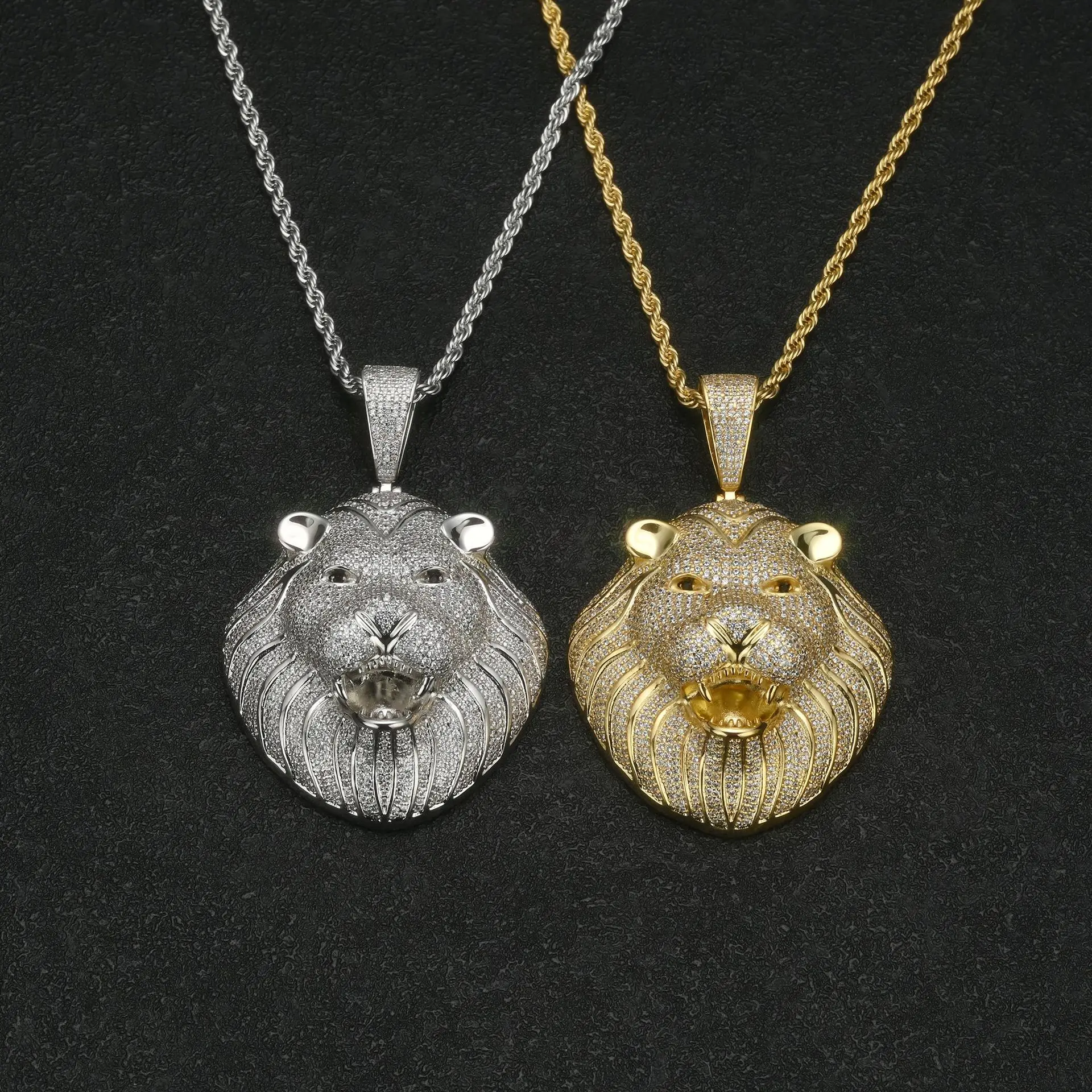 Pass test Custom Vvs Moissanite Hip Hop Pendant lion Head Pendant 925 Sterling Silver Pendant Jewelry